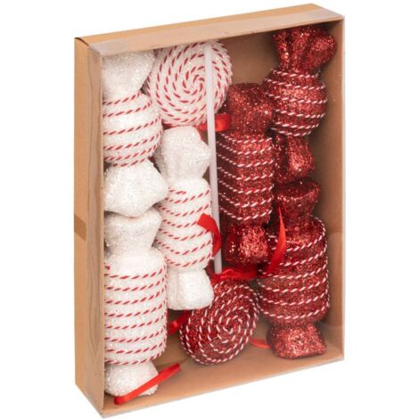 8 Bonbons aus Polystyrol H.max 30cm rot und weiß - Atmosphera créateur d'intérieur