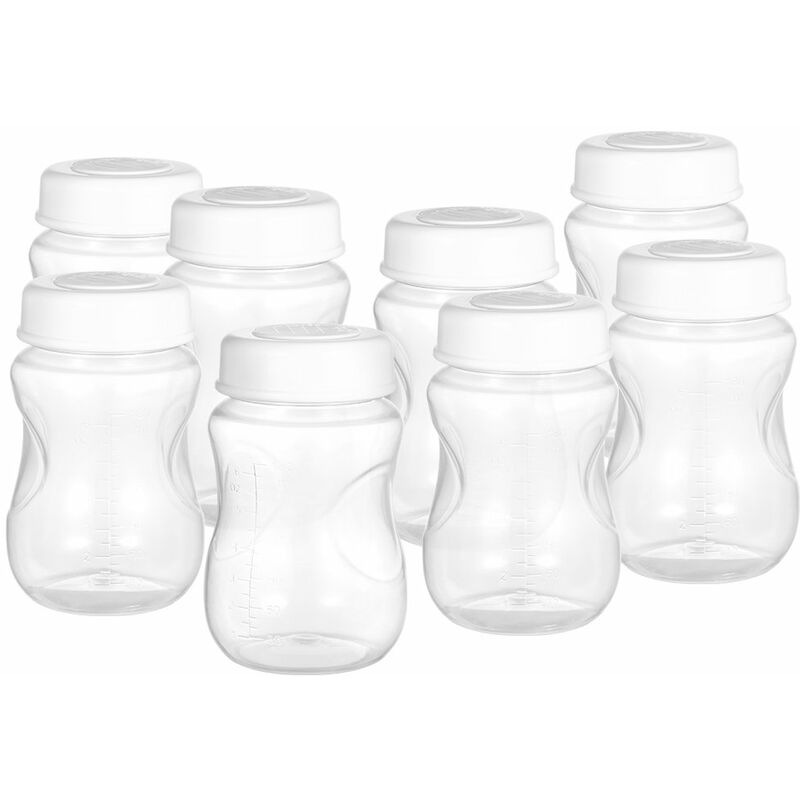 

Happyshopping - 8 botellas de leche materna con tapa a prueba de fugas, cuello ancho, sin BPA, 180 ml / 6,1 oz, botella de almacenamiento recolectora