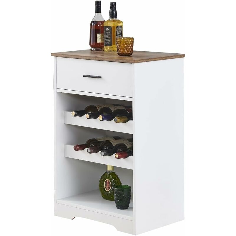 Niceme - 8-Bottle Small Wine Cabinet, Wine Rack with Drawer, Free Standing Kitchen Storage Cabinet Wine Bar Cabinet