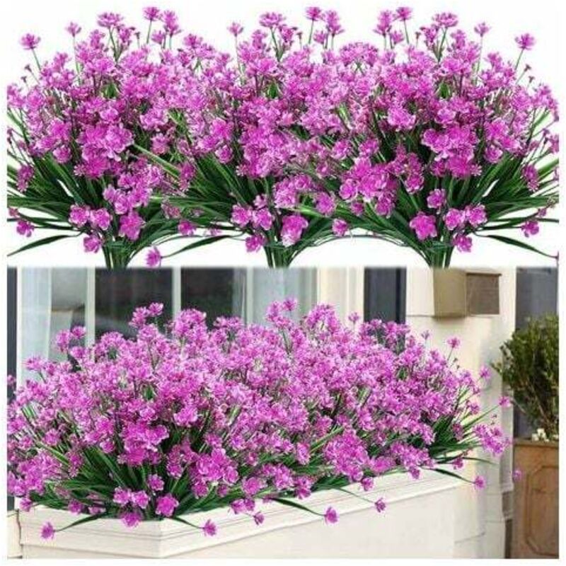 8 Bundles Extérieure Artificielle Faux Fleurs Arbustes Résistants Aux UV