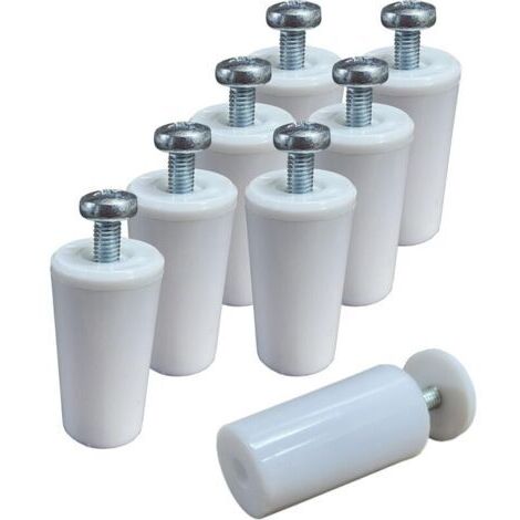 8 butées volet roulant PVC blanc 40 mm - Blocage manuel fiable, kit complet vis et rondelles