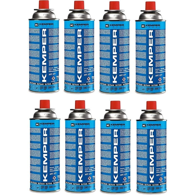 Kemper - 8 Cartouches Gaz Butane pour Petit Fourneau Camping Bouteille Recharge