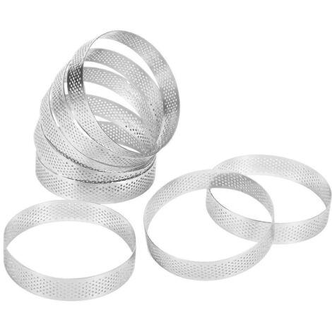 8 cercles à pâtisserie ronds à double enroulement, moules à tartelettes en métal de 10 cm -