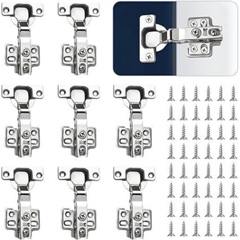 8 Charnières Porte Placard - Charnières Porte Cuisine Avec Amortisseur 35mm - Charniere Porte Cuisine - Charniere Meuble - Pour Armoires, Dressing Et Cuisine Moderne