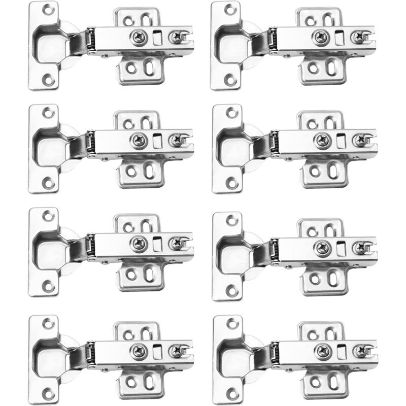 8 Charnières Porte Placard - Charnières Porte Cuisine Avec Amortisseur 35mm - Charnières Recouvrantes - Charnières Meuble - Pour Armoires, Dressing