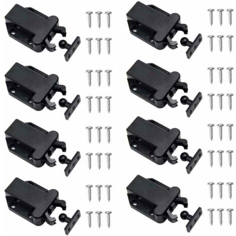 ONTWAY 8 cierres de seguridad táctiles, cierres de empuje, cierres de puerta no magnéticos para armarios, muebles, puertas de gabinetes, cierre táctil, color negro.