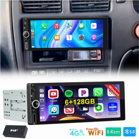 8 coeurs 6+128G 1 DIN 6.86" Apple Carplay Android 15 Autoradio GPS RDS 4G WIFI 6+128G DAB