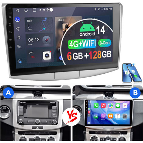 8 cœurs Autoradio Pour VW Passat B7 CC 2010-2015 Android 14 128G Carplay GPS 6+128G
