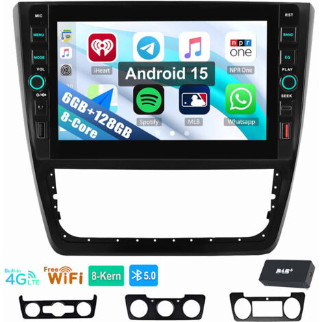 8 cœurs CarPlay Android 15 Autoradio GPS USB Typ-C WIFI Pour Skoda Yeti 5L 2009-2017 6+128G DAB