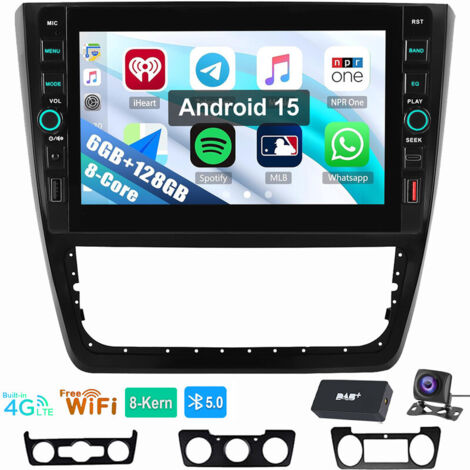 8 cœurs CarPlay Android 15 Autoradio GPS USB Typ-C WIFI Pour Skoda Yeti 5L 2009-2017 6+128G DAB CAM