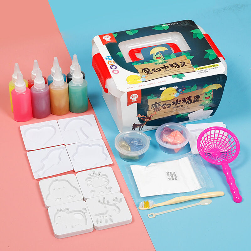 

8 colores hechos a mano elfos de agua nacarado bebe del mar DIY artesanía pintura juguetes Kit de juego de simulacion con caja de almacenamiento para