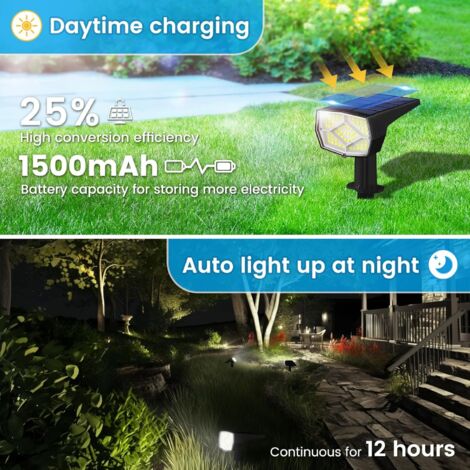 8 confezioni di faretti solari per esterni, 64 LED 3 modalità luci solari da giardino, faretto solare impermeabile IP65 per giardino, cortile, vialetto, sentiero (bianco freddo)