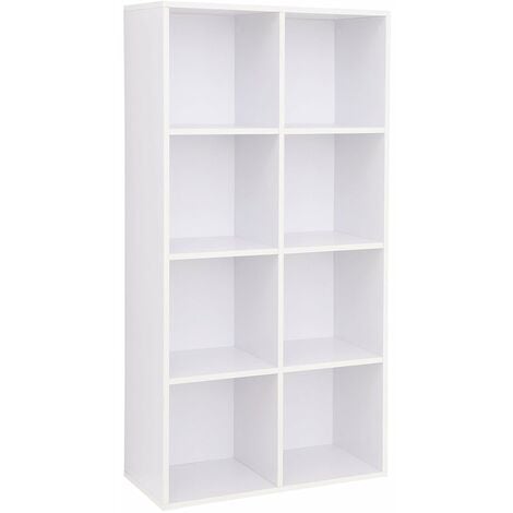 main image of "8 Cube Storage Bookshelf, Wooden Bookcase and Display Shelf, Freestanding Cabinet Unit for Office Home, Oak/White"