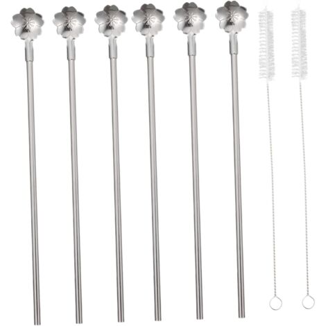 8 cucharas de acero inoxidable, pajitas multifunción para bebidas, postres, elegantes, reutilizables y fáciles de usar.