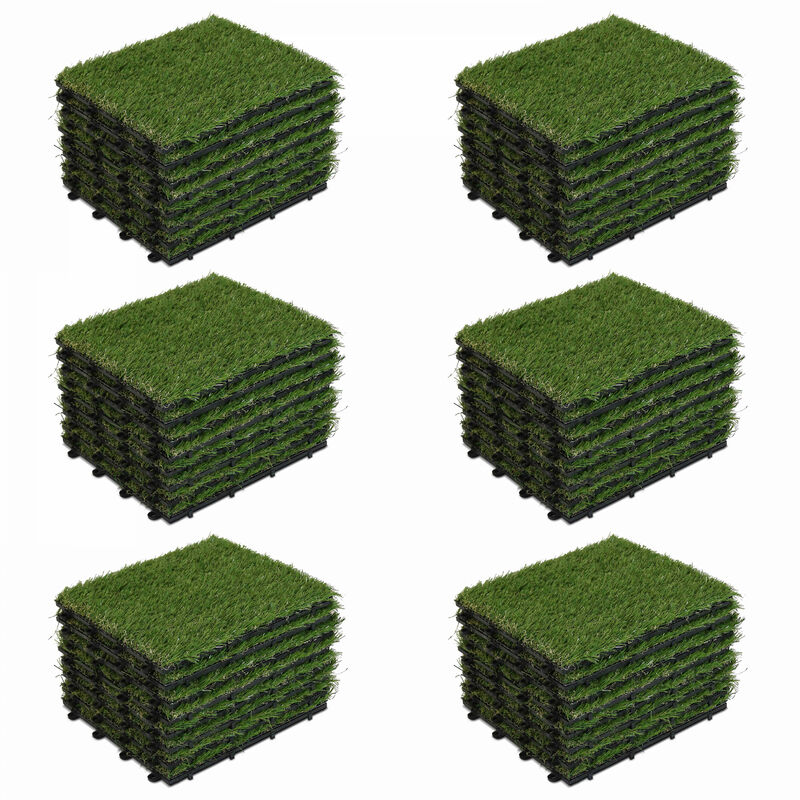 Lot de 48 dalles clipsables gazon artificiel vert