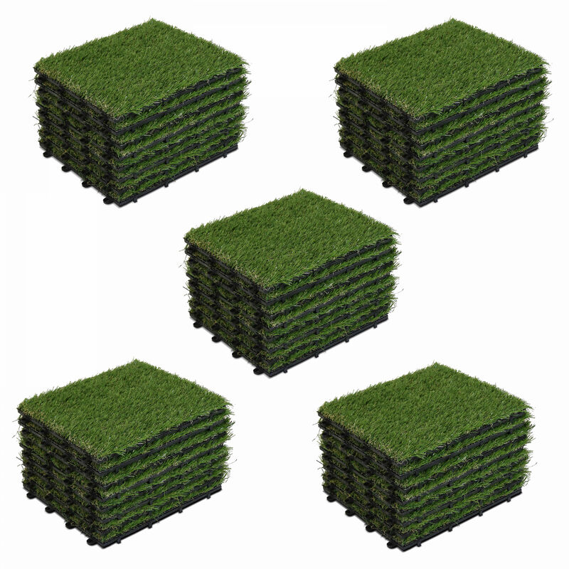 Lot de 40 dalles clipsables gazon artificiel vert