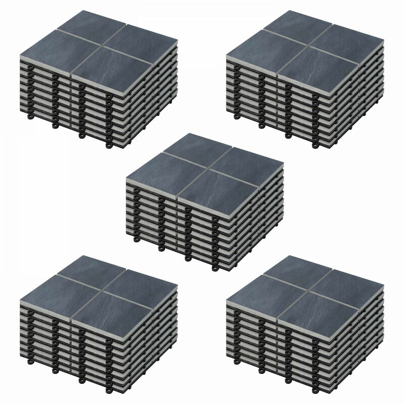 Lot de 40 dalles clipsables en pierre noir
