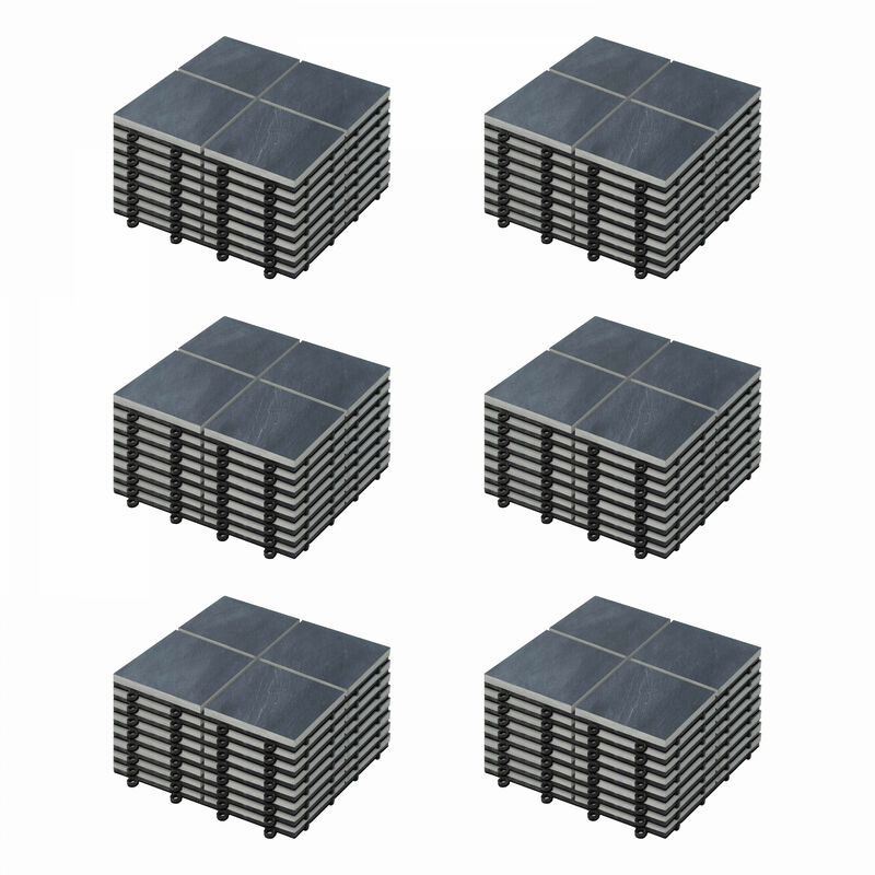 Lot de 48 dalles clipsables en pierre noir