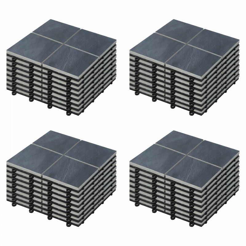 Lot de 32 dalles clipsables en pierre noir