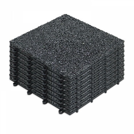 8 Dalles de terrasse clipsables gravillon noir Memento - Noir