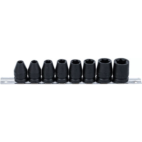 8 douilles choc impact profil e (1/2) e10, e12, e14, e16, e18, e20, e22, e24