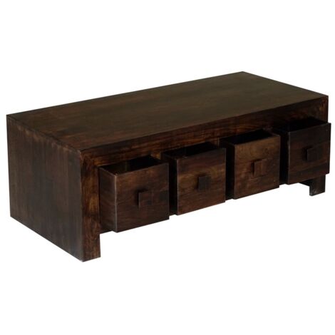 8 Draw Coffee Table - Mango Wood - L55 x W118 x H40 cm - Dark Finish