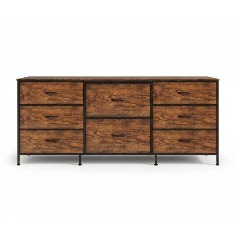 8-Drawer Fabric Dresser with Metal Frame & Wood Top, TV Stand Storage for Bedroom/Living Room, Brown