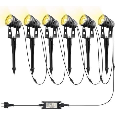 8 éclairage de jardin LED projecteur blanc chaud éclairage LED avec lampe de jardin à piquet de sol pour arbre extérieur, 24V 24W IP65 étanche