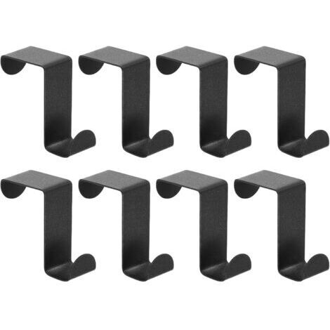 8 Edelstahl-Z-Haken für Türen – Reversible Türhaken aus Edelstahl zum Aufhängen an Schubladen, Küchen- oder Bürotüren, inklusive Türhandtuchhaken, Schwarz