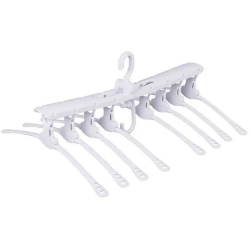 8 en 1 cintre vêtement Cintre pour dressing gain de plac chemise Robe blanc porte-cintre Séchoir linge rack de séchage Cintre linge