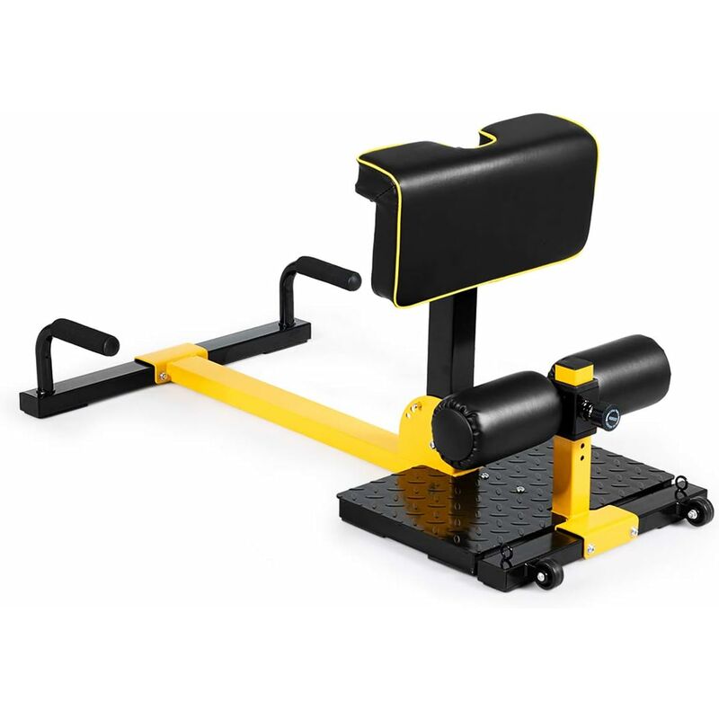 

8 en 1 Máquina para Sentadillas Profundas Altura Ajustable Ejercicios Multifuncional para Gimnasio Hogar Carga hasta 120kg Amarillo y Negro