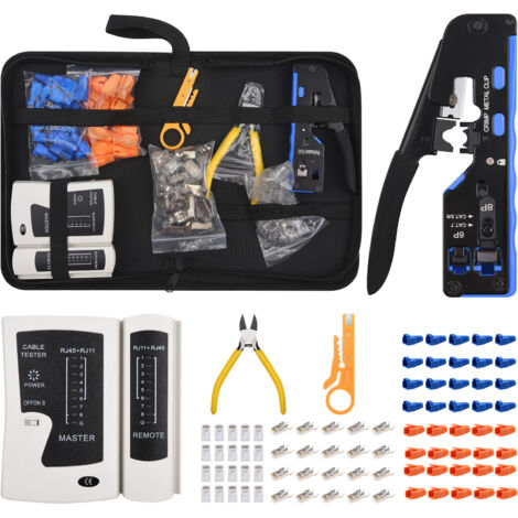 8 en 1 Professional Testeur de Network Réseau Câble Kits, RJ45+RJ11 d'Outils de Réparation d'Ordinateur Net Maintenance de Testeur de Câble LAN, Réseau Ensemble d'Outils Approprié au Bricolage