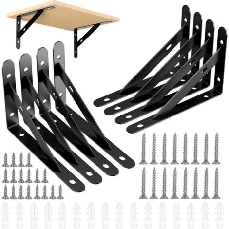 8 Équerres Murales Support Étagère - Triangulaires 90° pour Séparation, Robustes, 150 x 95mm