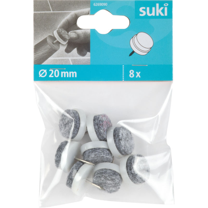

Fix-o-moll - 8 Fieltros con clavos con acabado blanco y D20mm