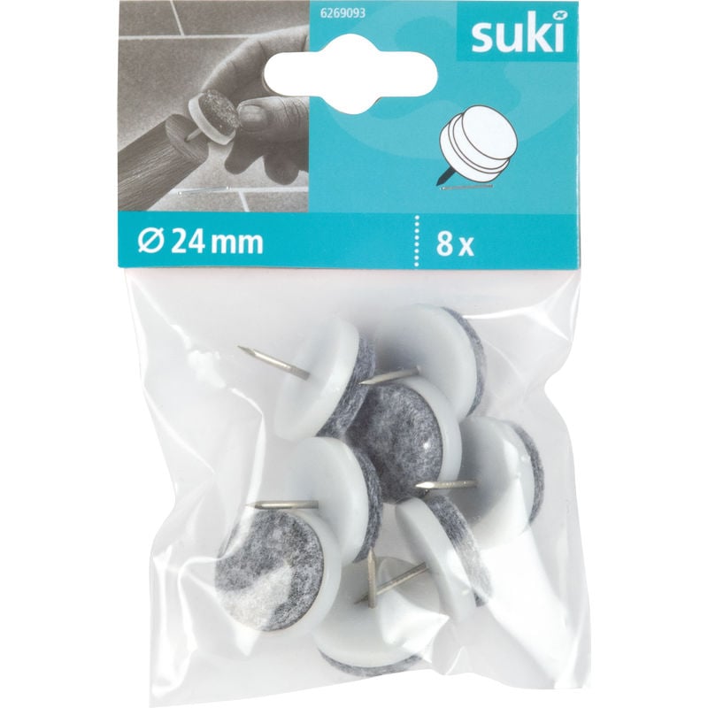 

Fix-o-moll - 8 Fieltros con clavos con acabado blanco y D24mm