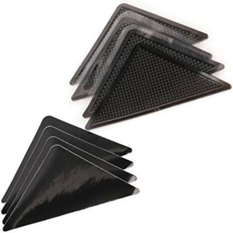 8 fixations antidérapantes pour tapis, de forme triangulaire, lavables et réutilisables.