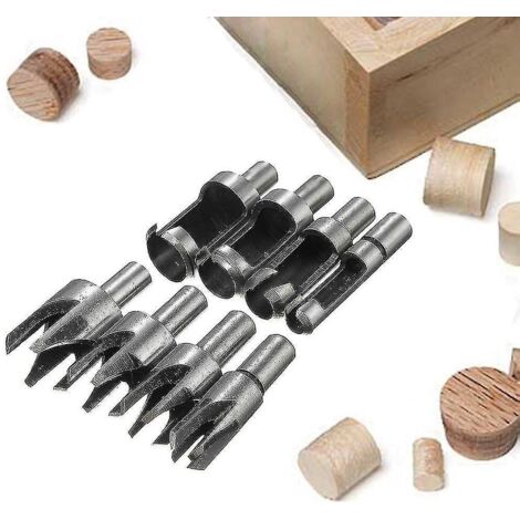 8 forets à bouchons en acier rapide (HSS) pour le travail du bois, 6 mm/10 mm/13 mm/16 mm