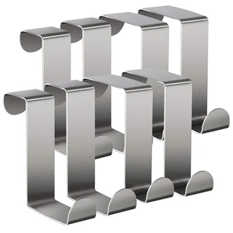 8 ganchos reversibles en forma de Z de acero inoxidable para puertas, cajones, armarios y cocinas estándar.
