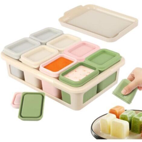 8 Gourmet-Silikontöpfe für Babys – 50 ml, mattiert, Farbverlauf, auslaufsicher, luftdicht, ofen- und mikrowellengeeignet, gesunde und praktische Aufbewahrung, Stil 3