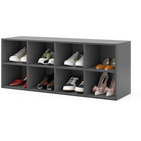 8 Grid Shoe Bench 2 in 1 Shoe Organizer Entryway Modern Storage Cabinet