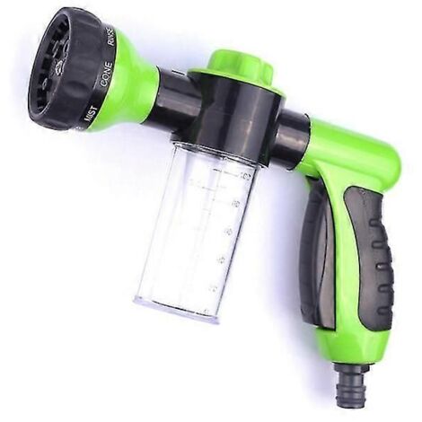 8-in-1 Garden Hose Nozzle Spray Gun with Soap Dispenser, 8 Modes & Flow Control (Green)
