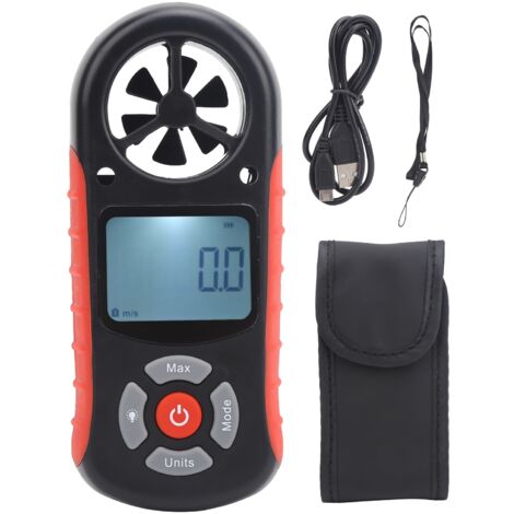 8-in-1-LCD-Digitalanemometer: Misst Windgeschwindigkeit, Temperatur, Luftfeuchtigkeit und Höhe