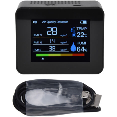 8-in-1-Luftqualitätsmessgerät mit Farbdisplay, misst CO2, TVOC, HCHO, PM2,5/PM10 – kompakt und präzise
