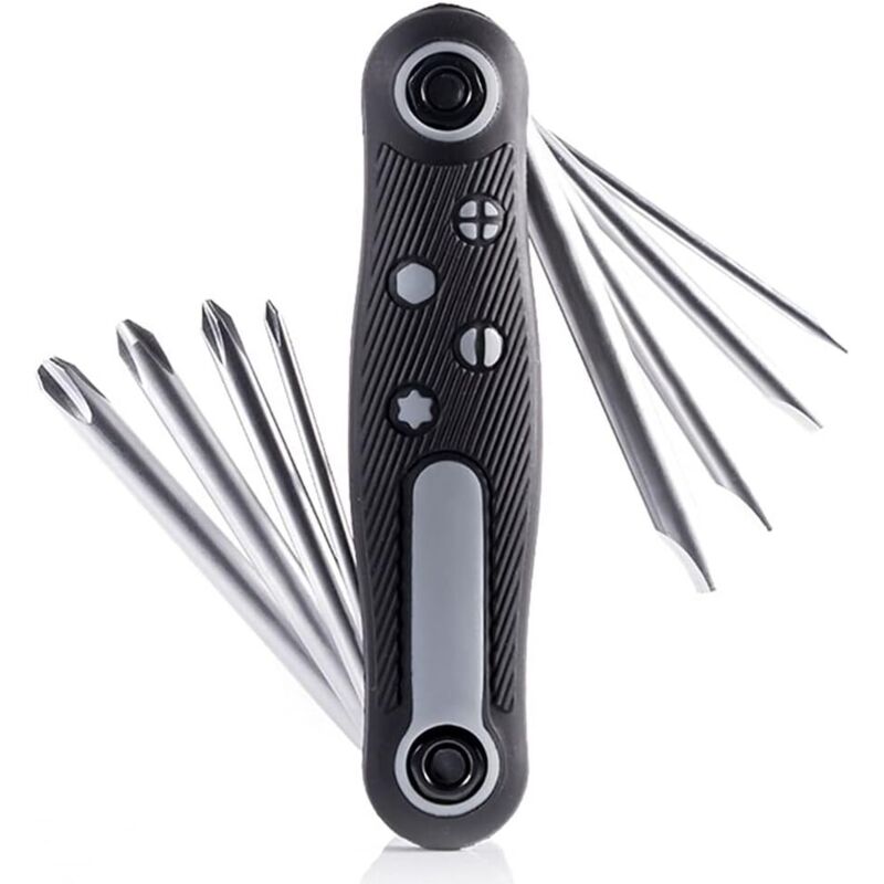 8-in-1 Multifunctional Folding Screwdriver Set, Universal Pocket-Sized Portable Bicycle Maintenance Tool Kit with Portable Phillips Slotted