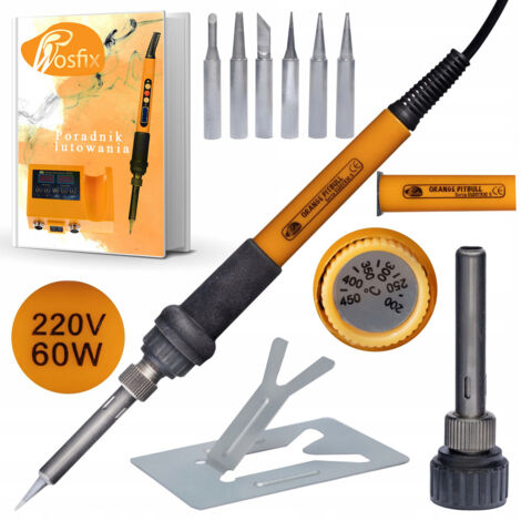 8-in-1-Präzisionslötkolben mit Potentiometer Rosfix Orange Pitbull OP60W Electric S Series (Lötkolben, 6 Spitzen und Ständer)