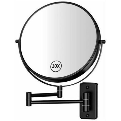 8 Inch Wall Mounted Lighted 10x Magnifying Mirror, LED Makeup Mirrors with 0.5h Auto-off Function, Powered by 4 AAA Batteries (Not Included) Ideal for Bathroom