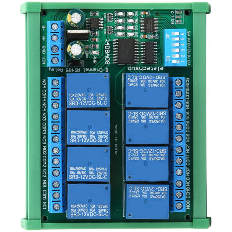 8-Kanal RS485 Relais-Erweiterungsplatine für Fernsteuerung, RTU-Protokoll (R4D8A08 mit DIN-Schienengehäuse)