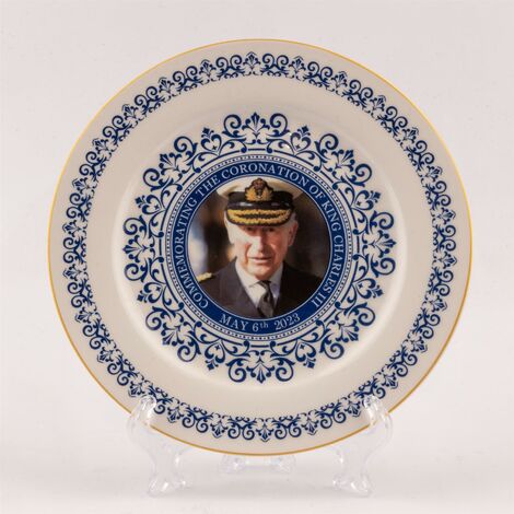 8" King Charles III Portrait Memorabilia Coronation Plate with Stand