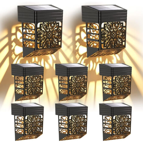 8 Lampes Solaires pour Terrasse et Clôture - Éclairage Décoratif Extérieur, Allumage Automatique Crépuscule/Aube, Étanche - Pour Garde-Corps, Jardin, Escalier