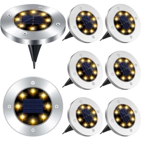 8 LED-Außen-Solarleuchte, 8 Stück Solar-Garten-Bodenlampen, wasserdicht IP65, Solar-Spotlight-Garten-Einbauleuchte, für Gehweg, Weg, Terrasse, Innenhof, unterirdischer Rasen (warmes Licht)